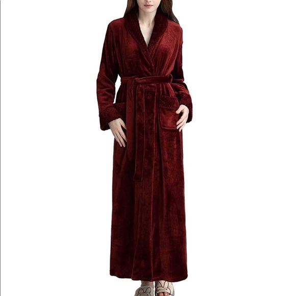 Long Bath Robe Plush Soft Fleece Bathrobes - Picture 1 of 7